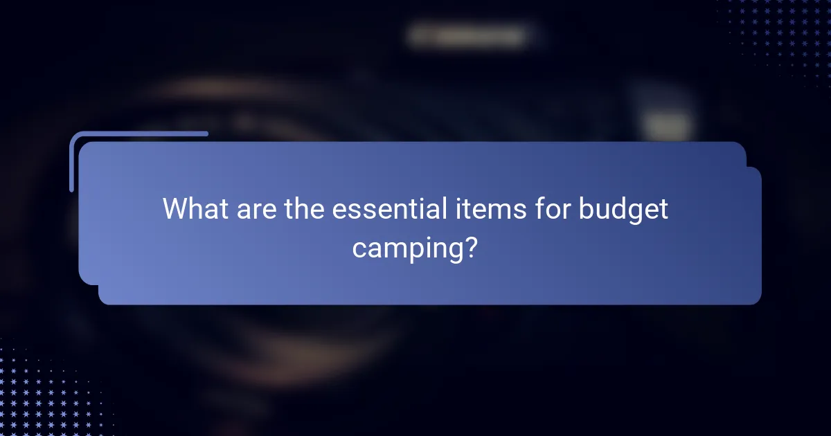 What are the essential items for budget camping?