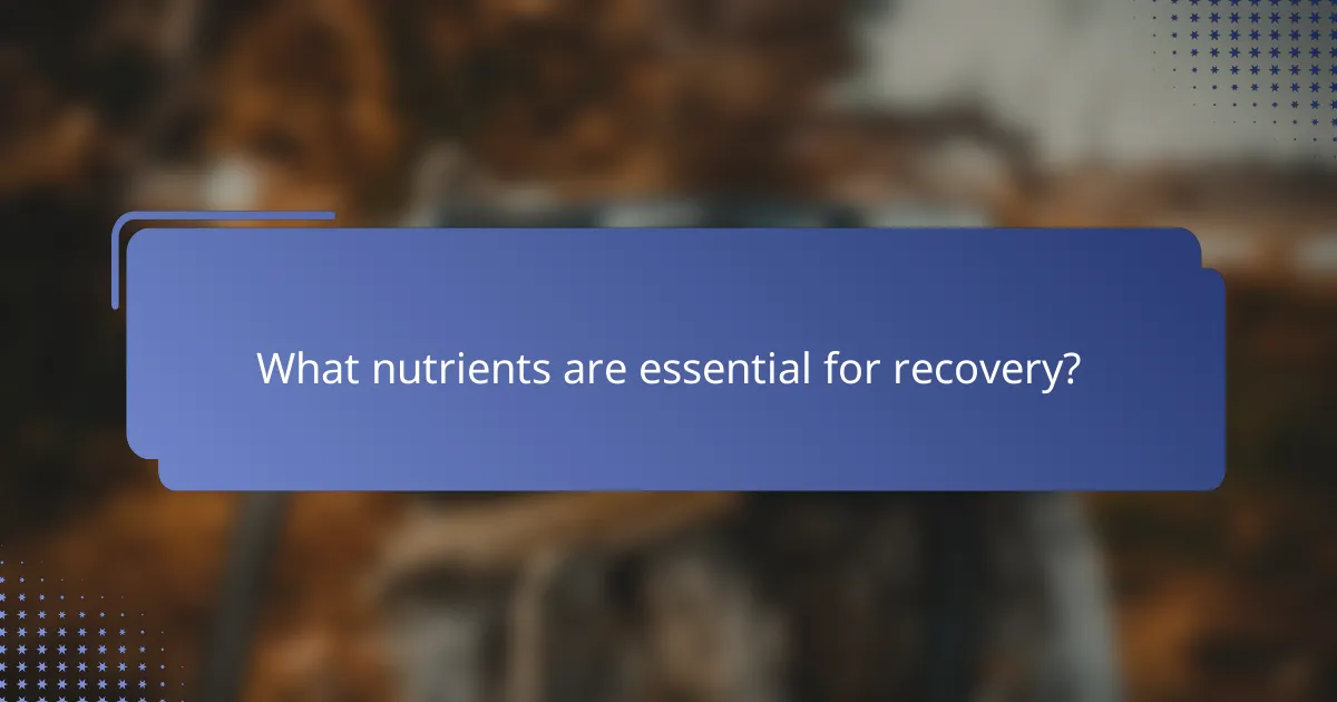What nutrients are essential for recovery?